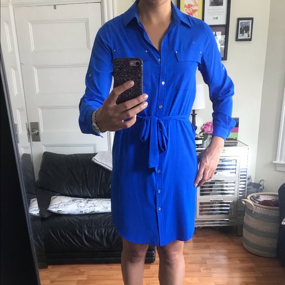 long belted shirt dress